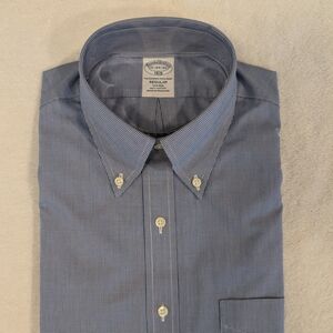 Brooks Brothers Navy Mini Hounds Tooth Dress Shirt